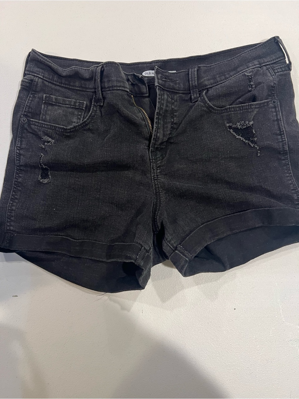 Old Navy Black Distressed Denim Jean Shorts